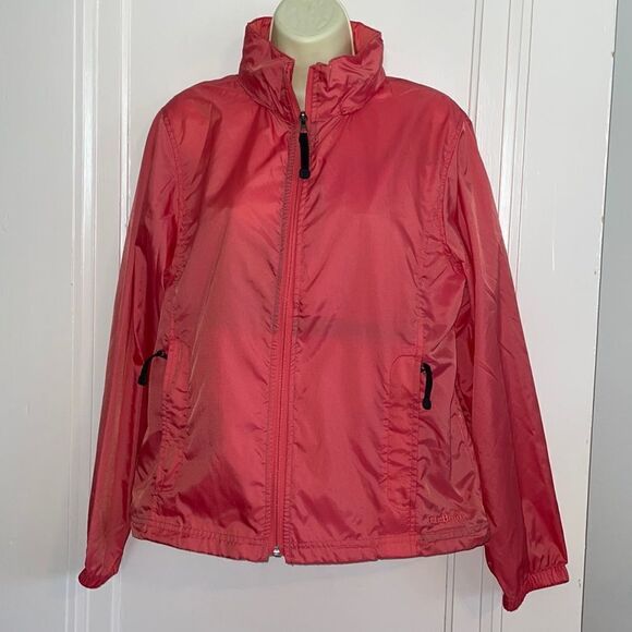 L.L. Bean salmon pink windbreaker jacket with hood - Picture 1 of 10